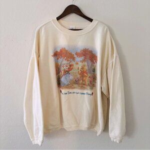 Disney Vintage Winnie the Pooh Tigger Cream Crew Neck Sweatshirt XL Embroidered